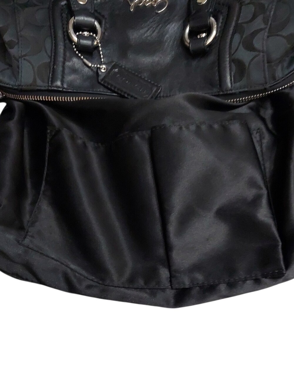 Coach Ashley Signature C Jacquard & Leather Shoulder Satchel W/ Chrome HW F19242 - Picture 12 of 13